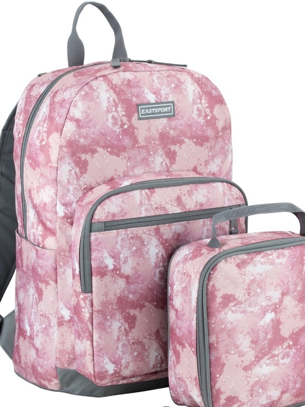 NWT Eastsport 17" Backpack & Lunch Box Set Pink Galaxy Cloud Tie Dye School Bag